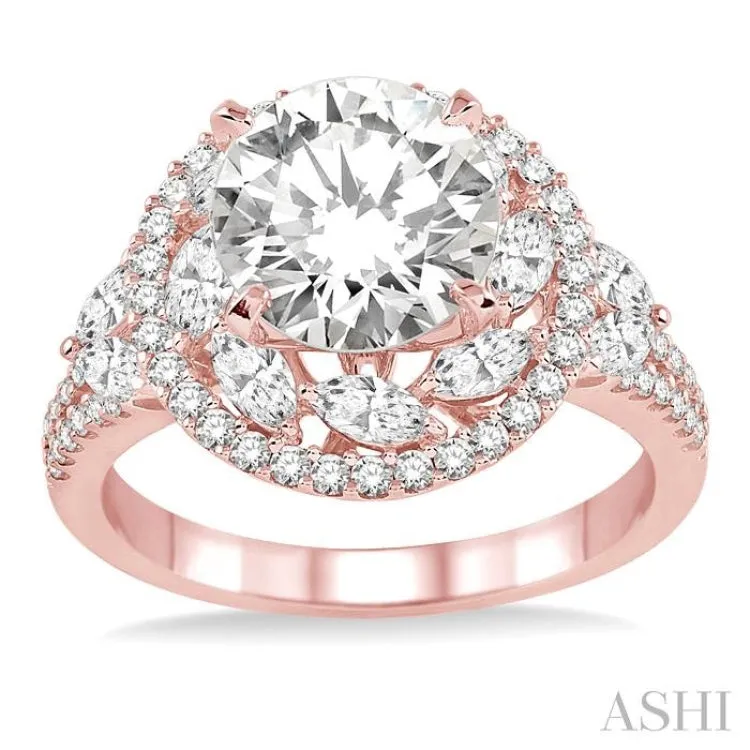 1 1/6 Ctw Diamond Semi-Mount Engagement Ring in 14K Rose Gold