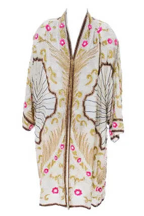 1920's Flapper Style Birjand Gunit Gold Beaded Coat 1980s Jacket