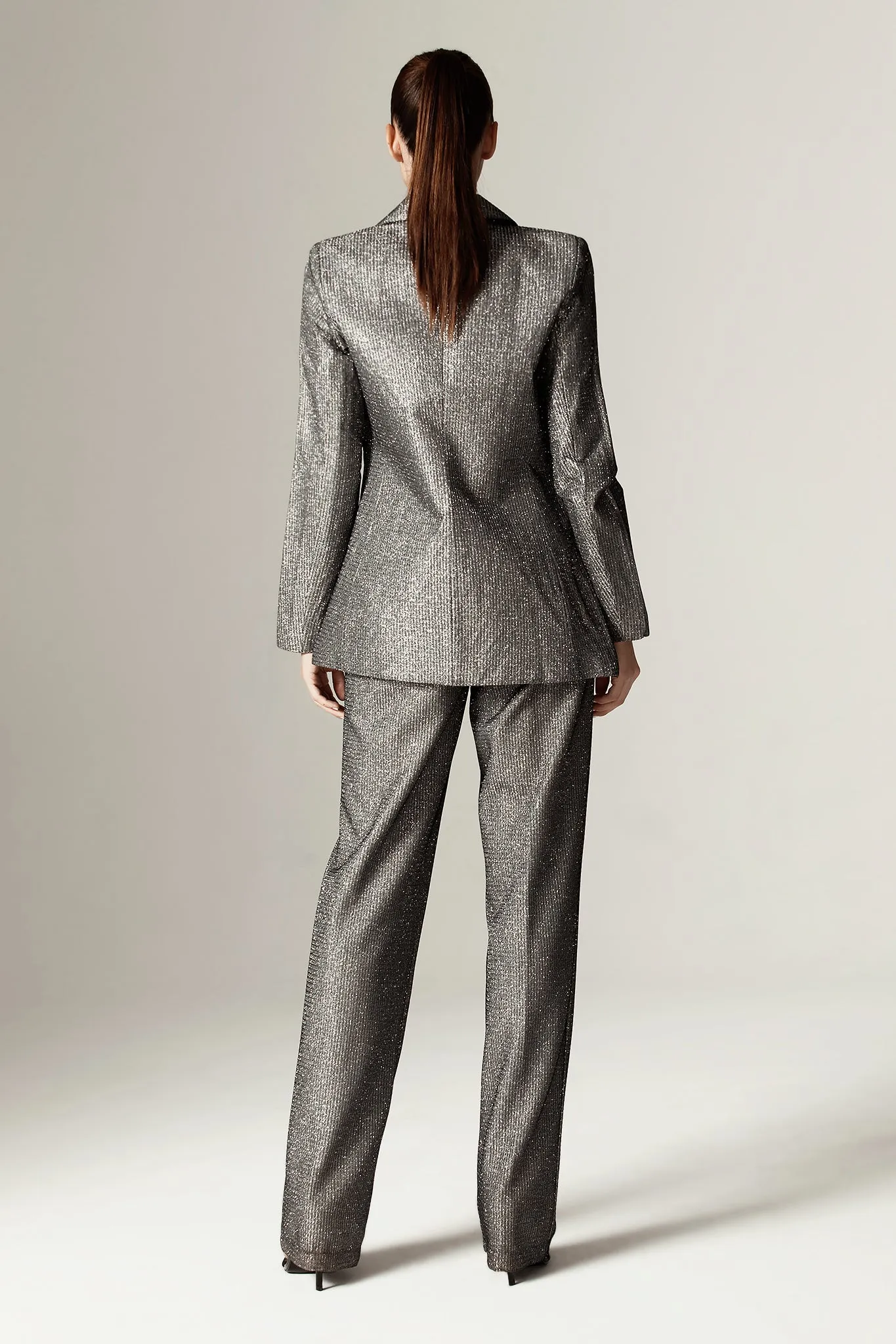 Adrian Titanium Foiled Blazer (Metallic Charcoal)