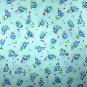 Blue Flowers on Blue Background Cotton Blended Broadcloth