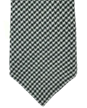 Brunello Cucinelli Wool Silk Tie Black White Houndstooth