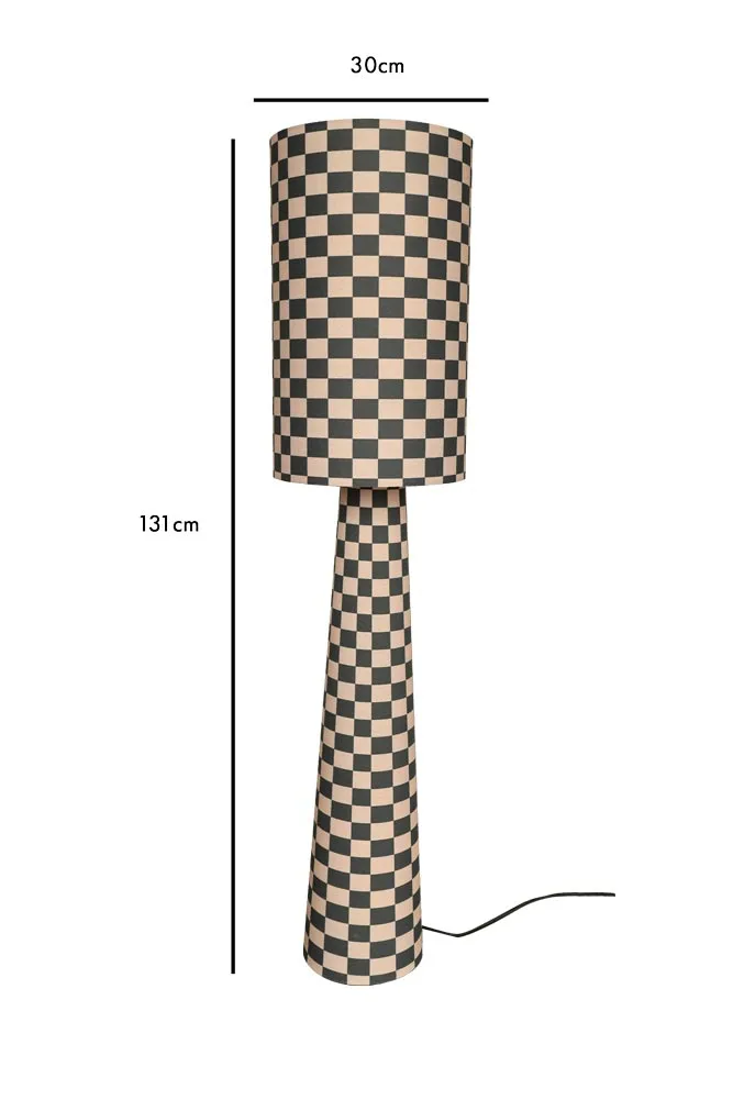 Charcoal & Natural Checkerboard Floor Lamp