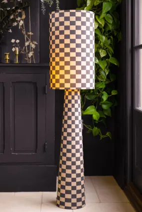 Charcoal & Natural Checkerboard Floor Lamp