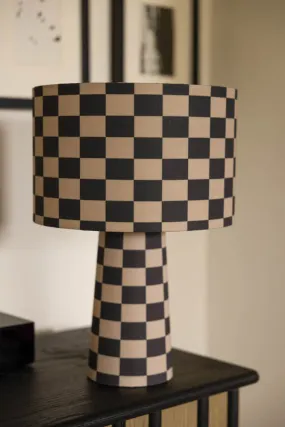 Charcoal & Natural Checkerboard Table Lamp