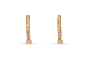 Earrings 14kt Rose Gold Round Mini Hoops & Diamonds