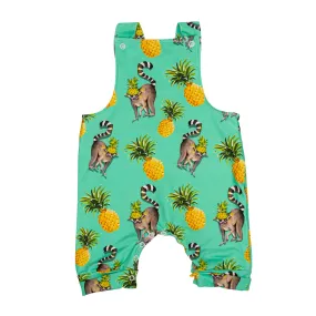 Green Pineapple Lemurs Short Leg Overalls