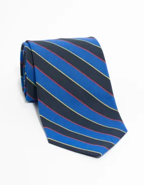 IRISH POPLIN REGIMENTAL TIE - BLUE/NAVY/RED/YELLOW