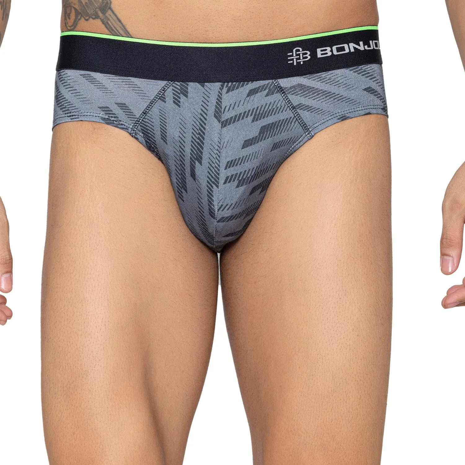 Men's Graphic Print Modal Cotton Briefs - Single Pack | Light Grey