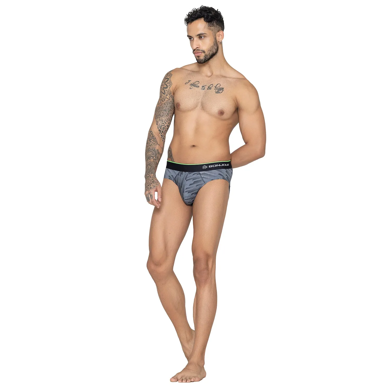 Men's Graphic Print Modal Cotton Briefs - Single Pack | Light Grey