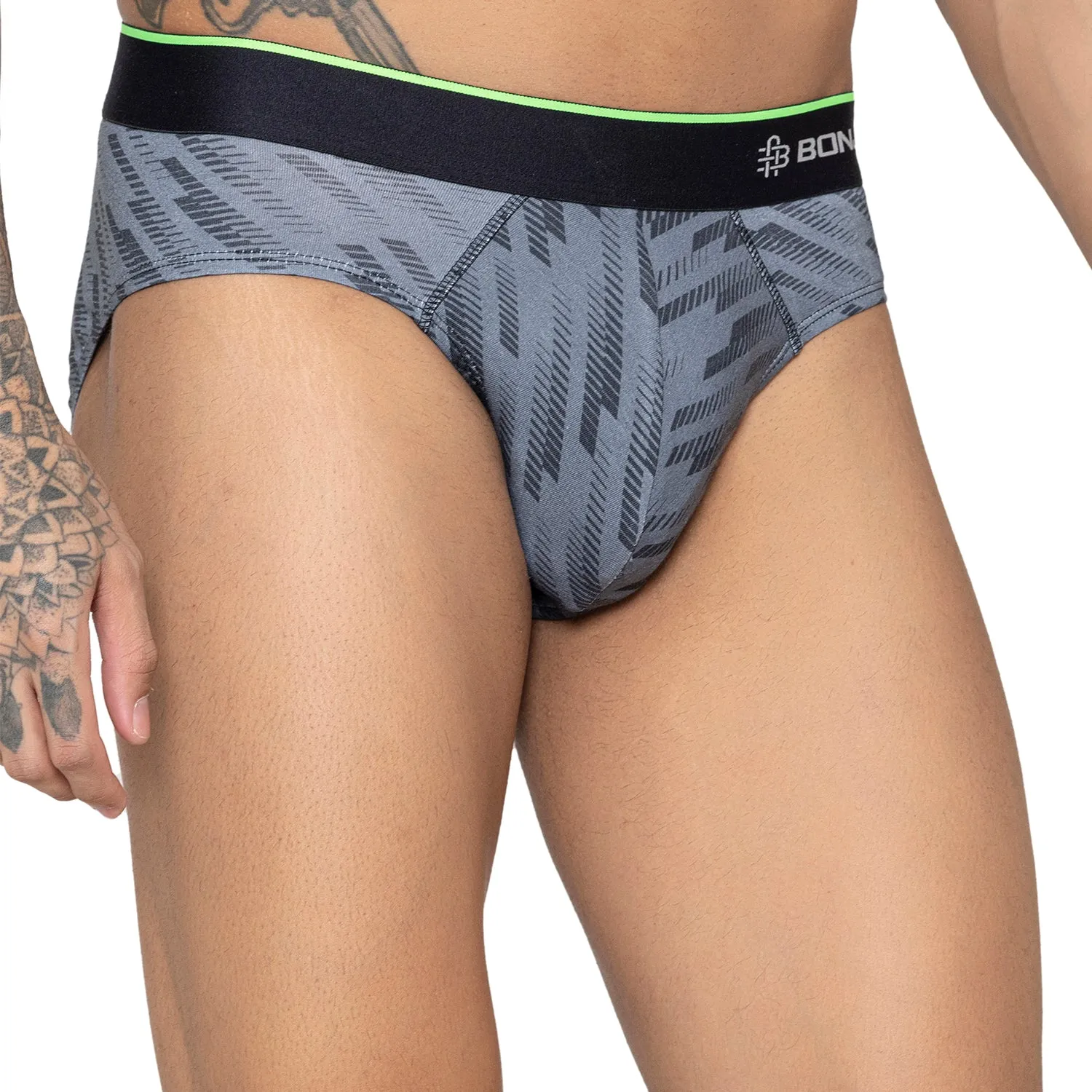 Men's Graphic Print Modal Cotton Briefs - Single Pack | Light Grey