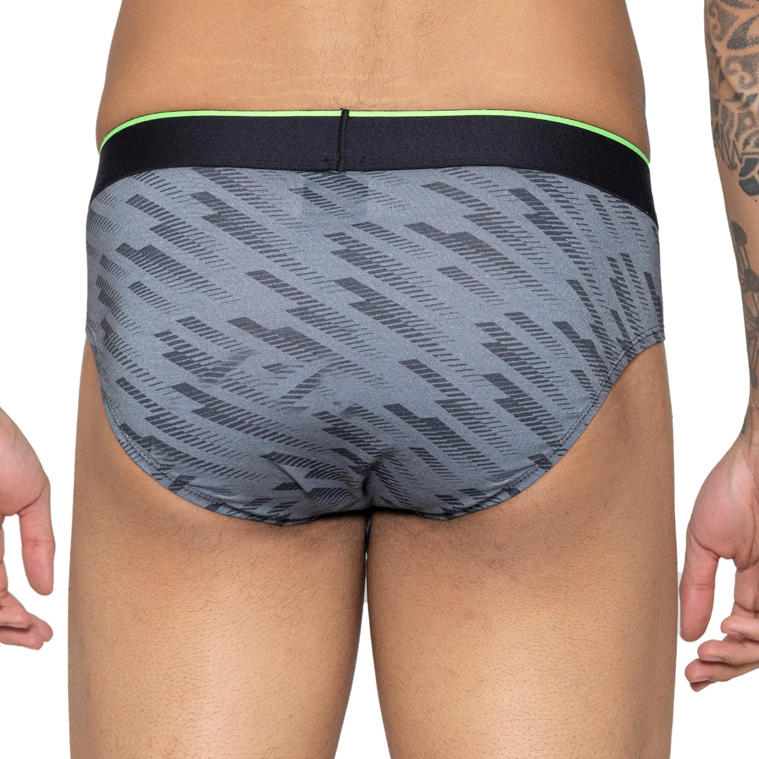 Men's Graphic Print Modal Cotton Briefs - Single Pack | Light Grey