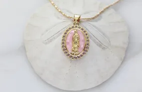 Our Lady of Guadalupe Necklace in Pink