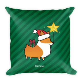 "Happy Howlidays" Corgi 18x18 Square Pillow | Holiday Collection