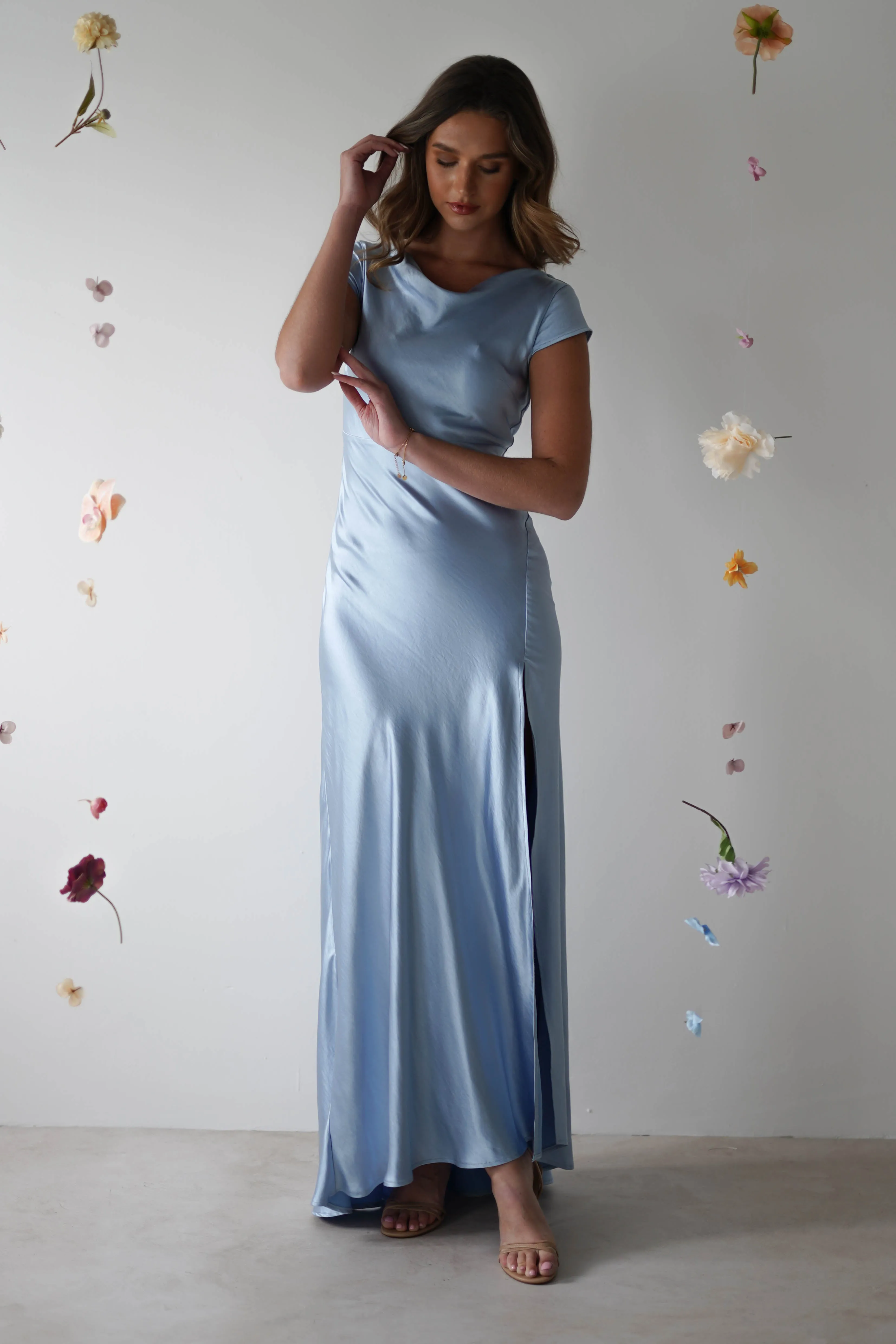 Ramona Soft Satin Maxi Dress | Blue