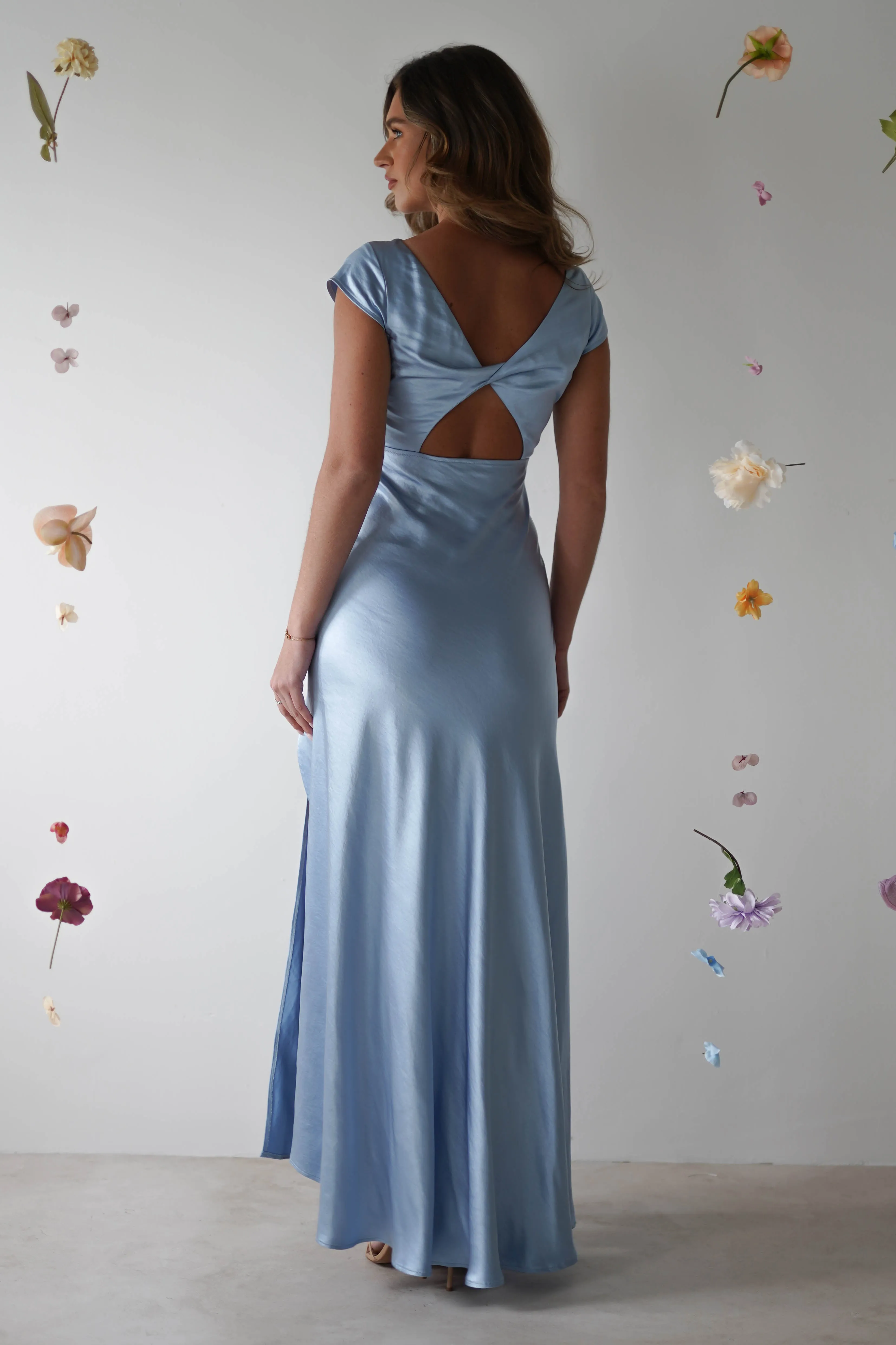 Ramona Soft Satin Maxi Dress | Blue