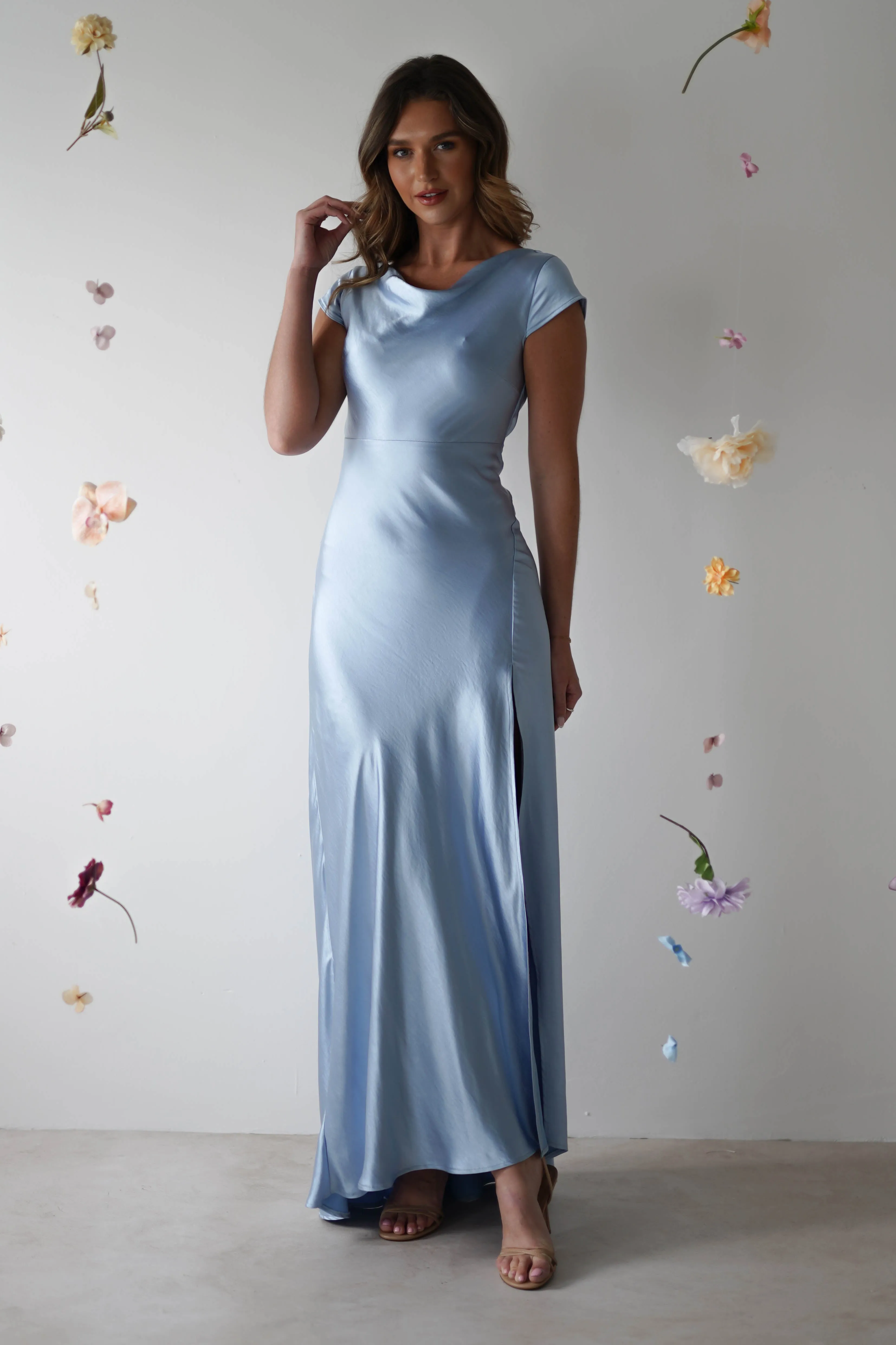 Ramona Soft Satin Maxi Dress | Blue