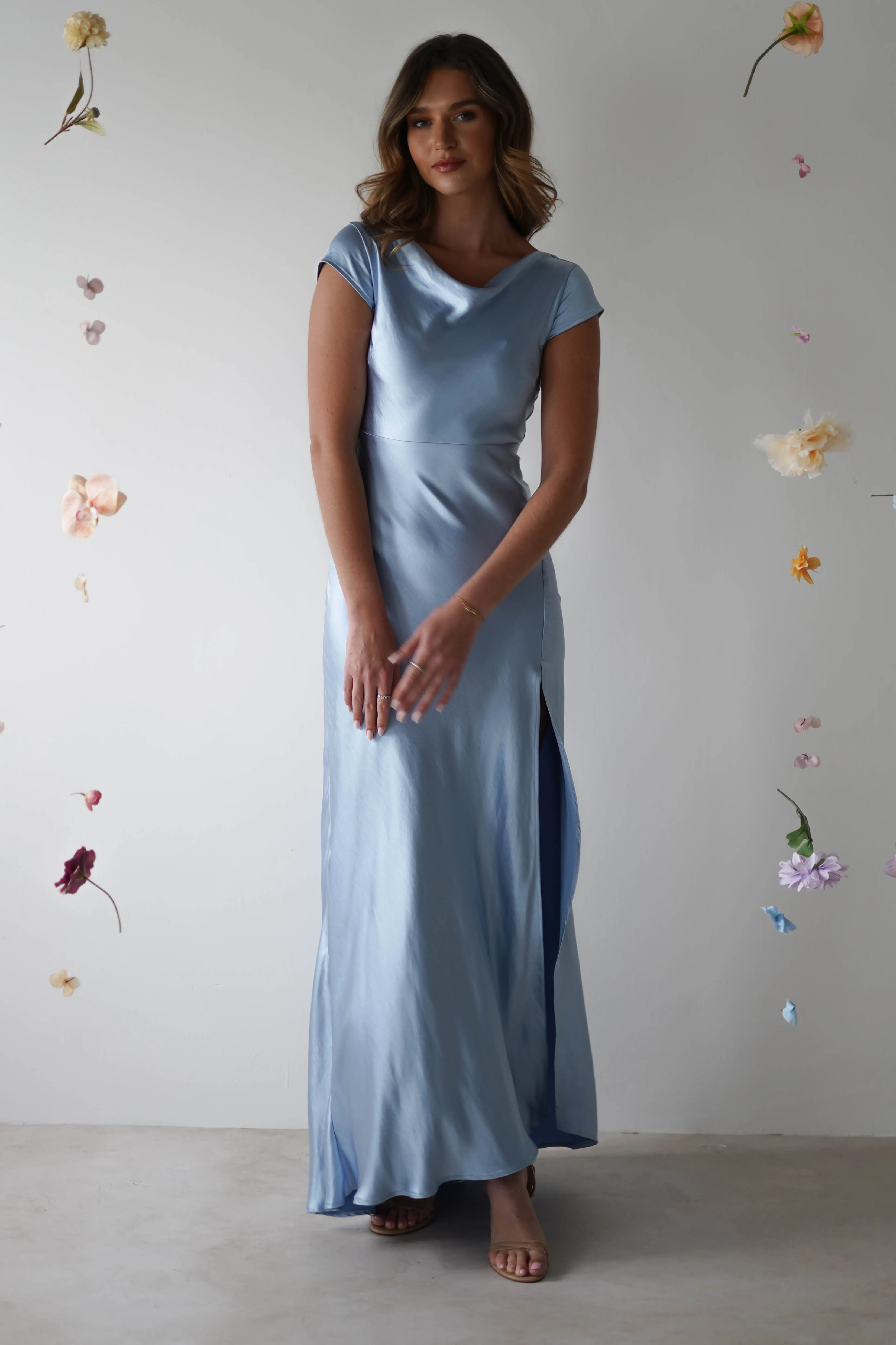 Ramona Soft Satin Maxi Dress | Blue