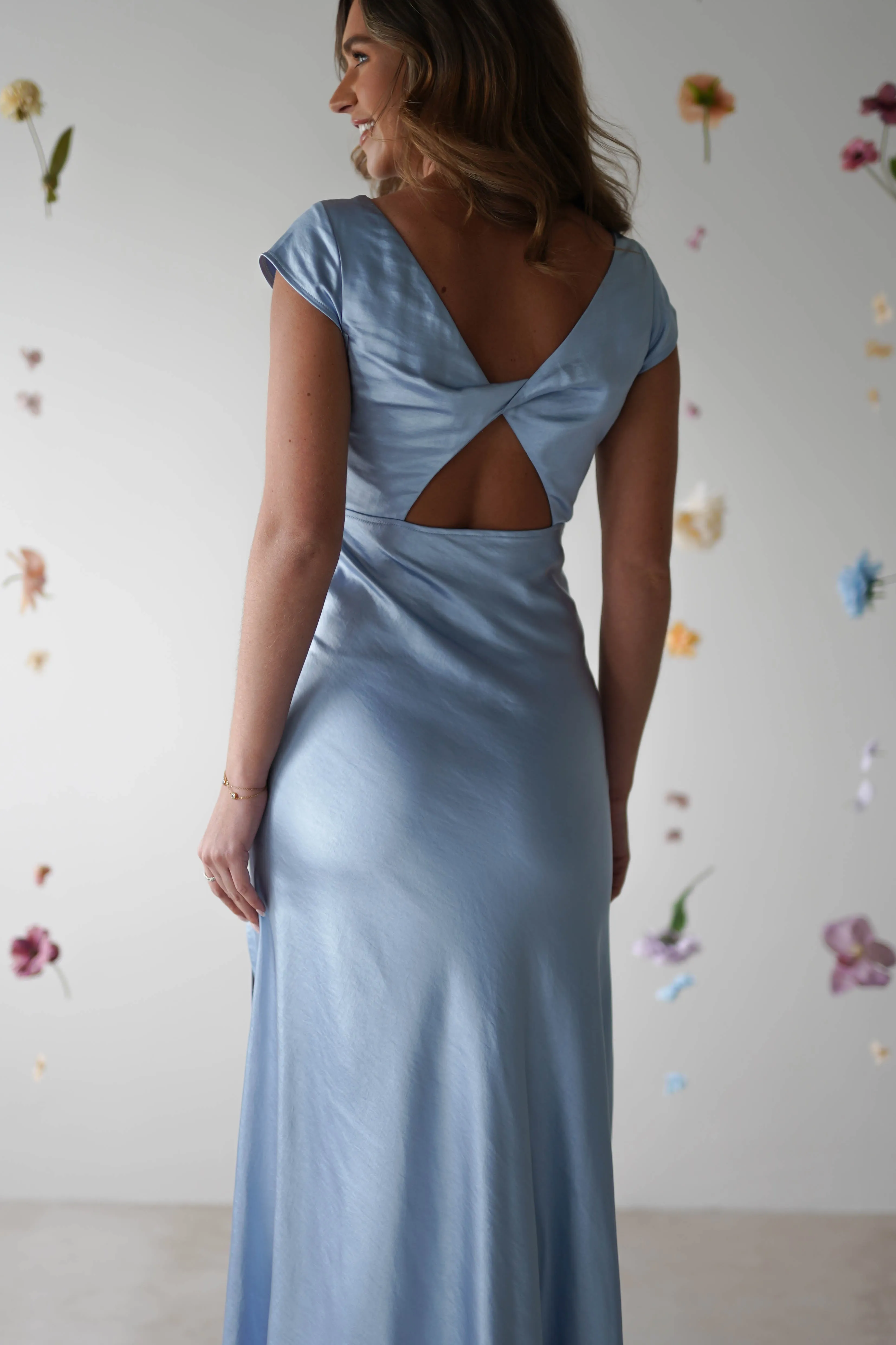 Ramona Soft Satin Maxi Dress | Blue