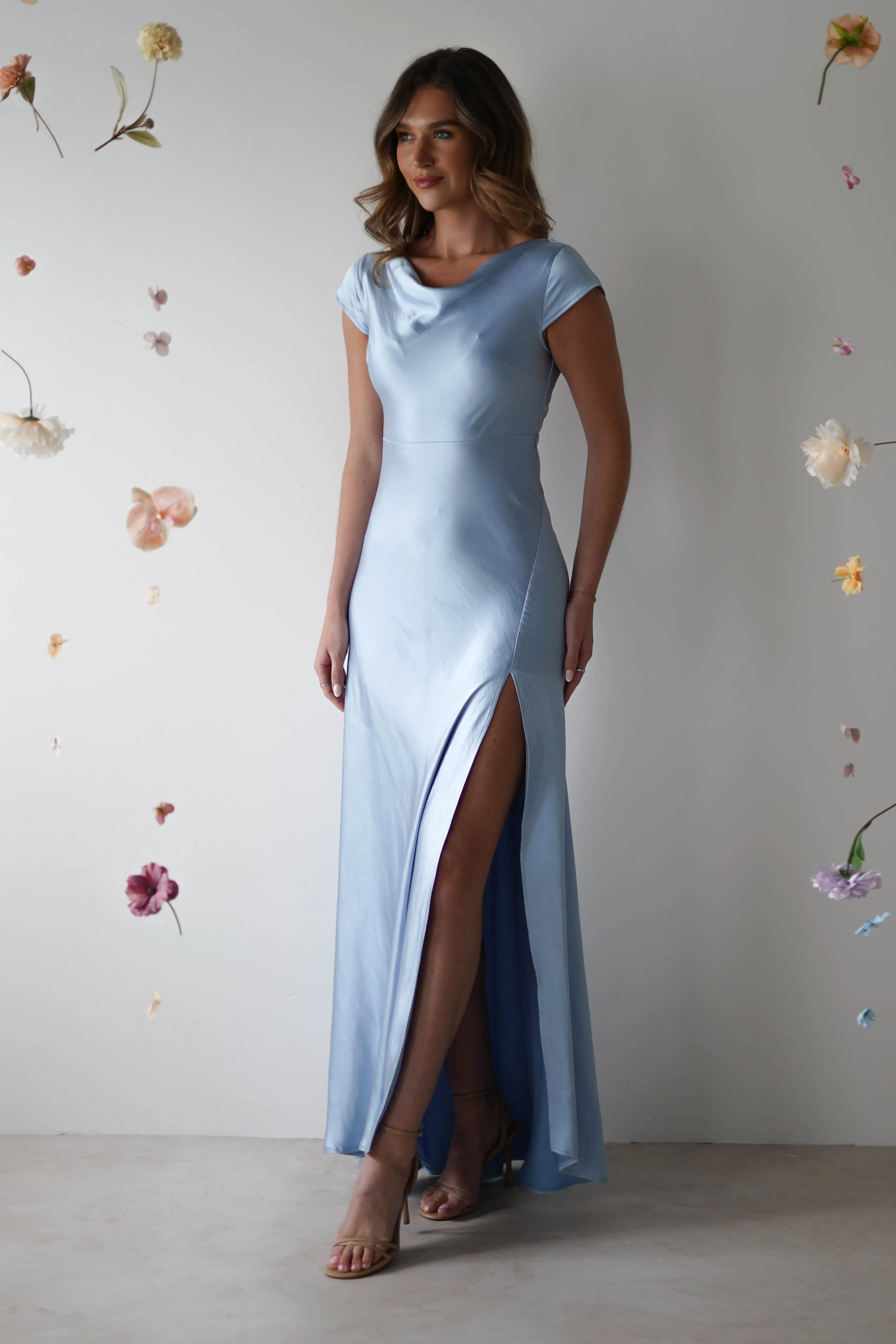 Ramona Soft Satin Maxi Dress | Blue