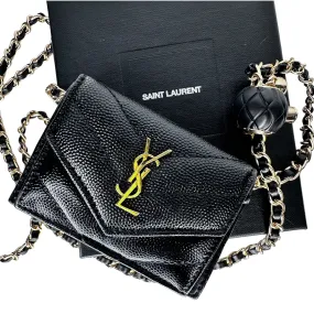 SAINT LAURENT YSL Compact Trifold Wallet with Adjustable Chain