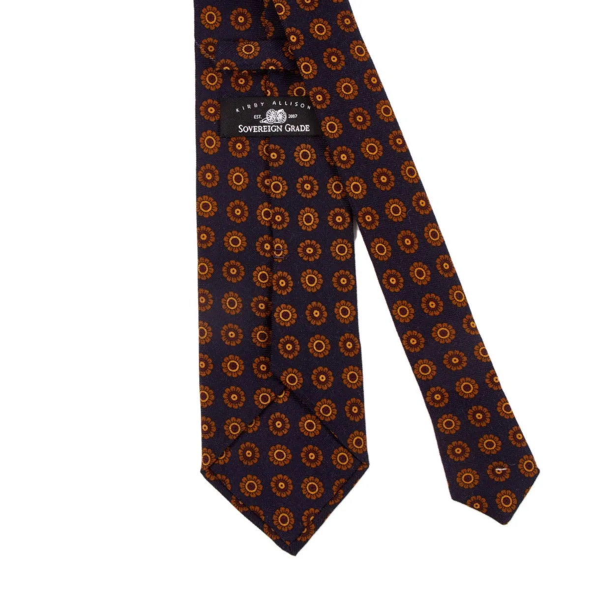 Sovereign Grade Navy Daisy Wool Challis Tie