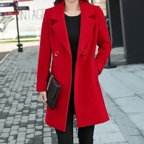 Women's Winter Coat Long Overcoat Christmas Party Wear Double Breasted Lapel Pea Coat Fall Trench Coat